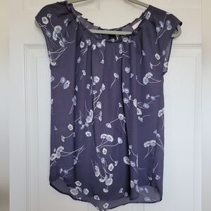 LC Lauren Conrad Floral Pleat-Neck Blouse Size XS